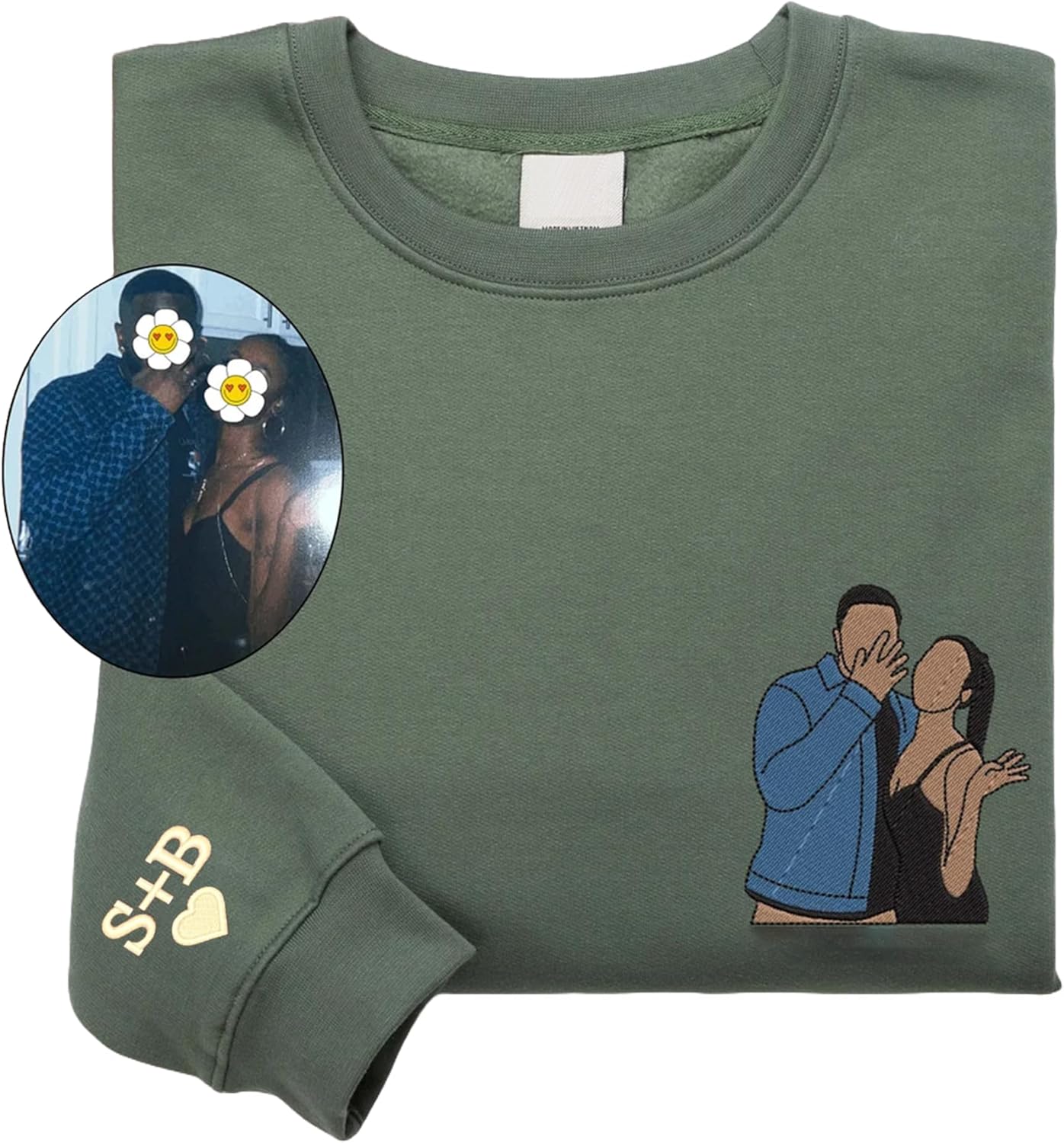 Personalized Embroidered Portrait Sweatshirt by Evamall