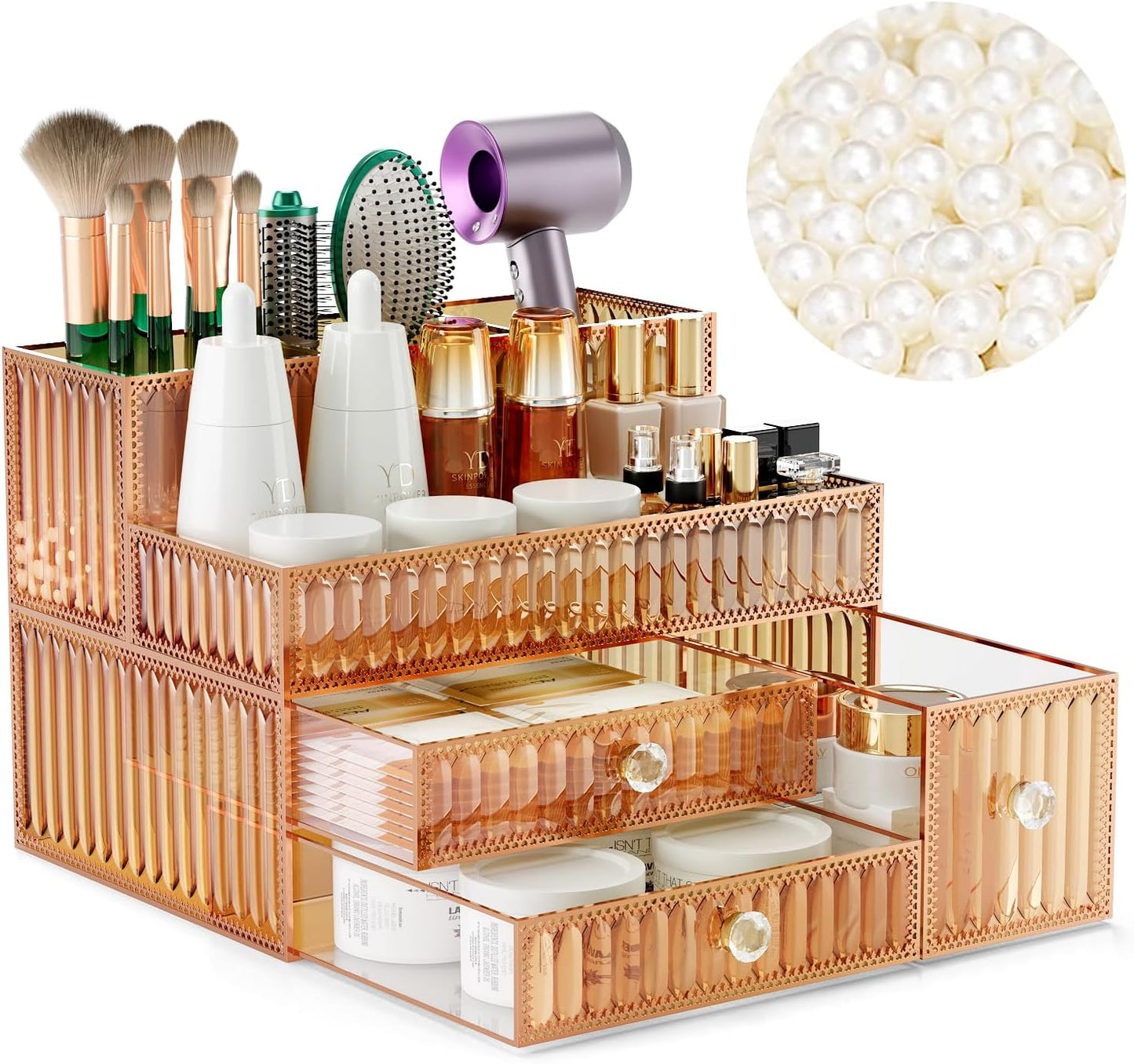 Makeup Organizer Golden - Tempered Glass Vanity Organizer for You