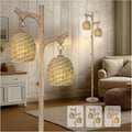Scenekoy Vintage 68 Tall Floor Lamp with Straw Rope Shade - Dimmable