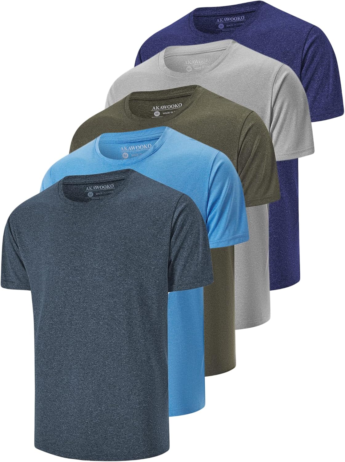 5 Pack Men's Dry Fit Athletic Tees - Stay Cool & Dry! AKAWOOKO