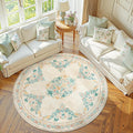 jinchan Round Rug 6ft Area Rug Apricot Multi - Vintage Floral Circle