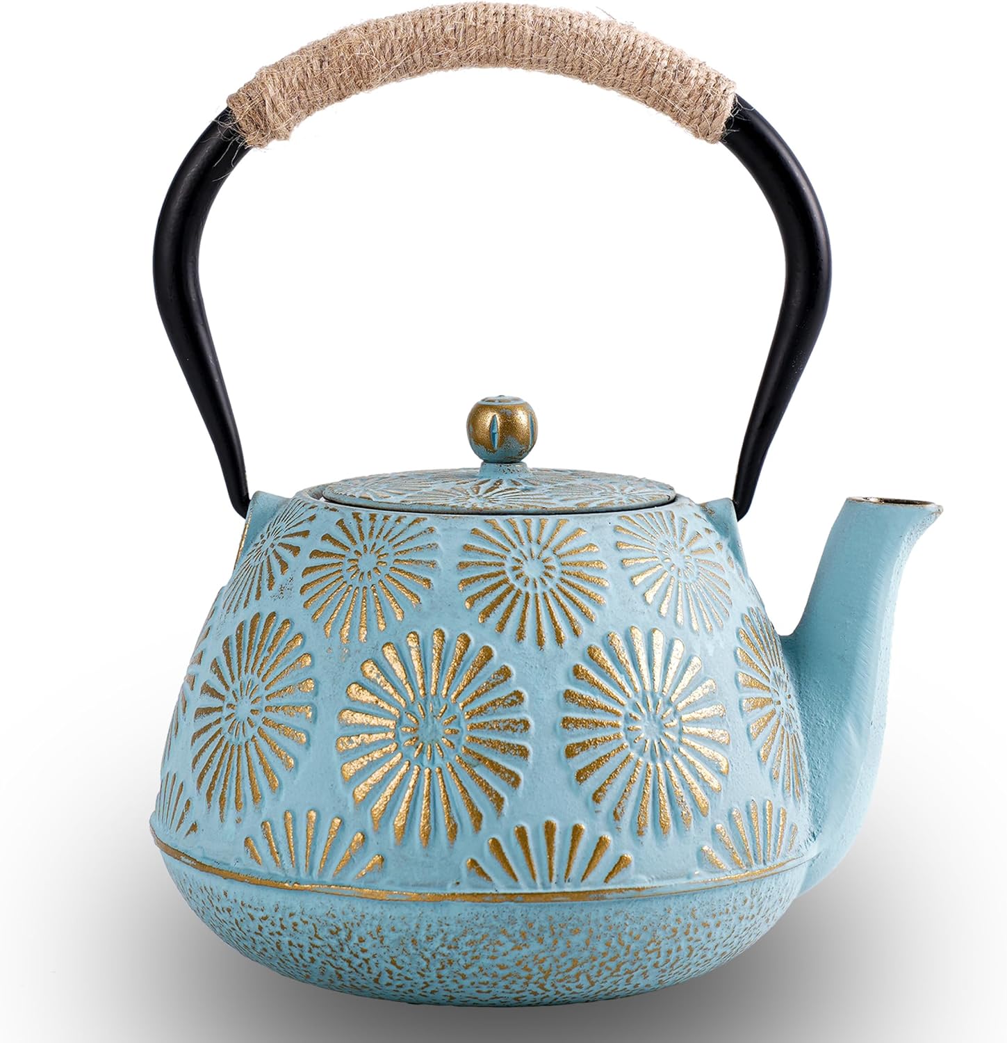 Japanese Tetsubin Cast Iron Teapot with Enamel Coating and Infuser