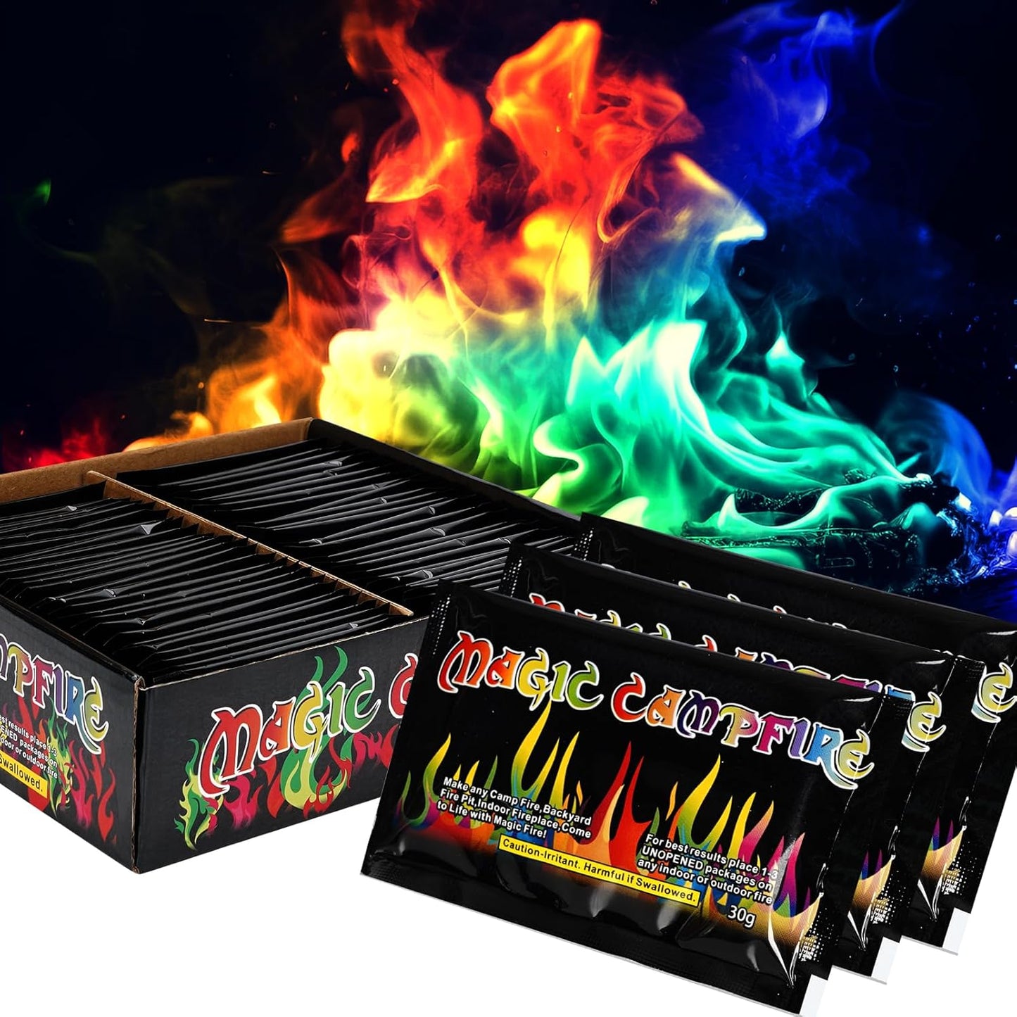 50 Pack Color Fire Packets for Campfires and Outdoor Fireplaces