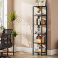 TUTOTAK Bookshelf 6-Tier Narrow Bookcase - Tall Slim Storage