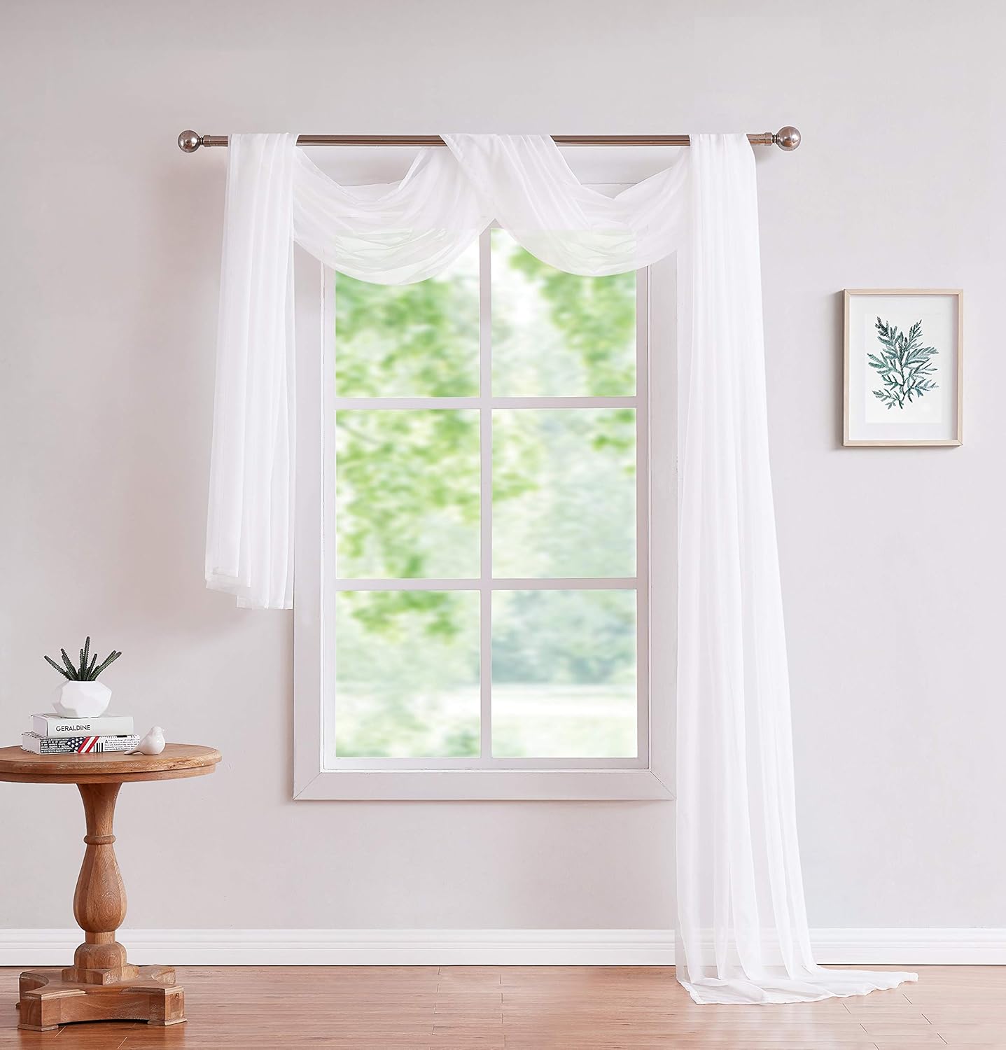 LinenZone White Window Scarf Valance for Elegant Home Decor