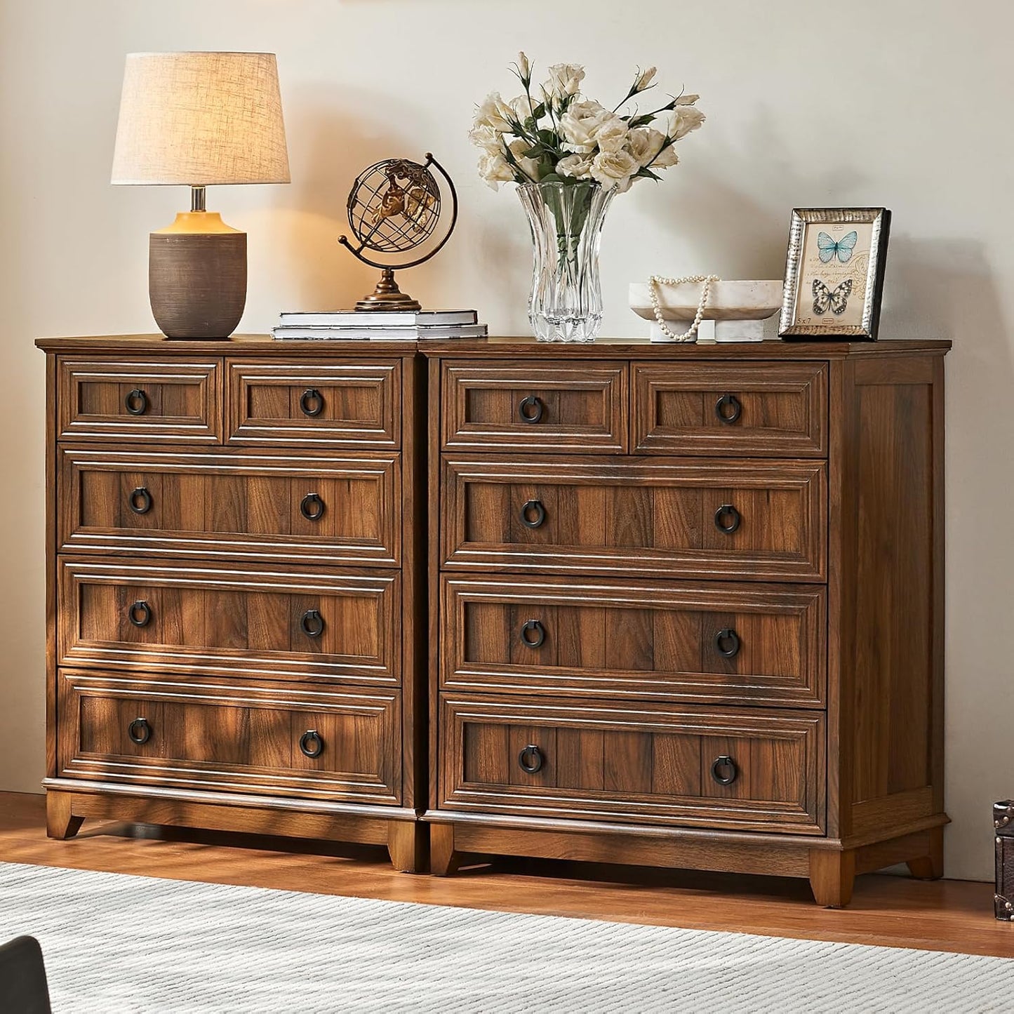 Farmhouse 5 Drawer Dresser for Bedroom - Rustic Storage Solution