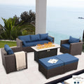 6-Piece Patio Furniture Set with 45ft Propane Fire Pit - Comfortable