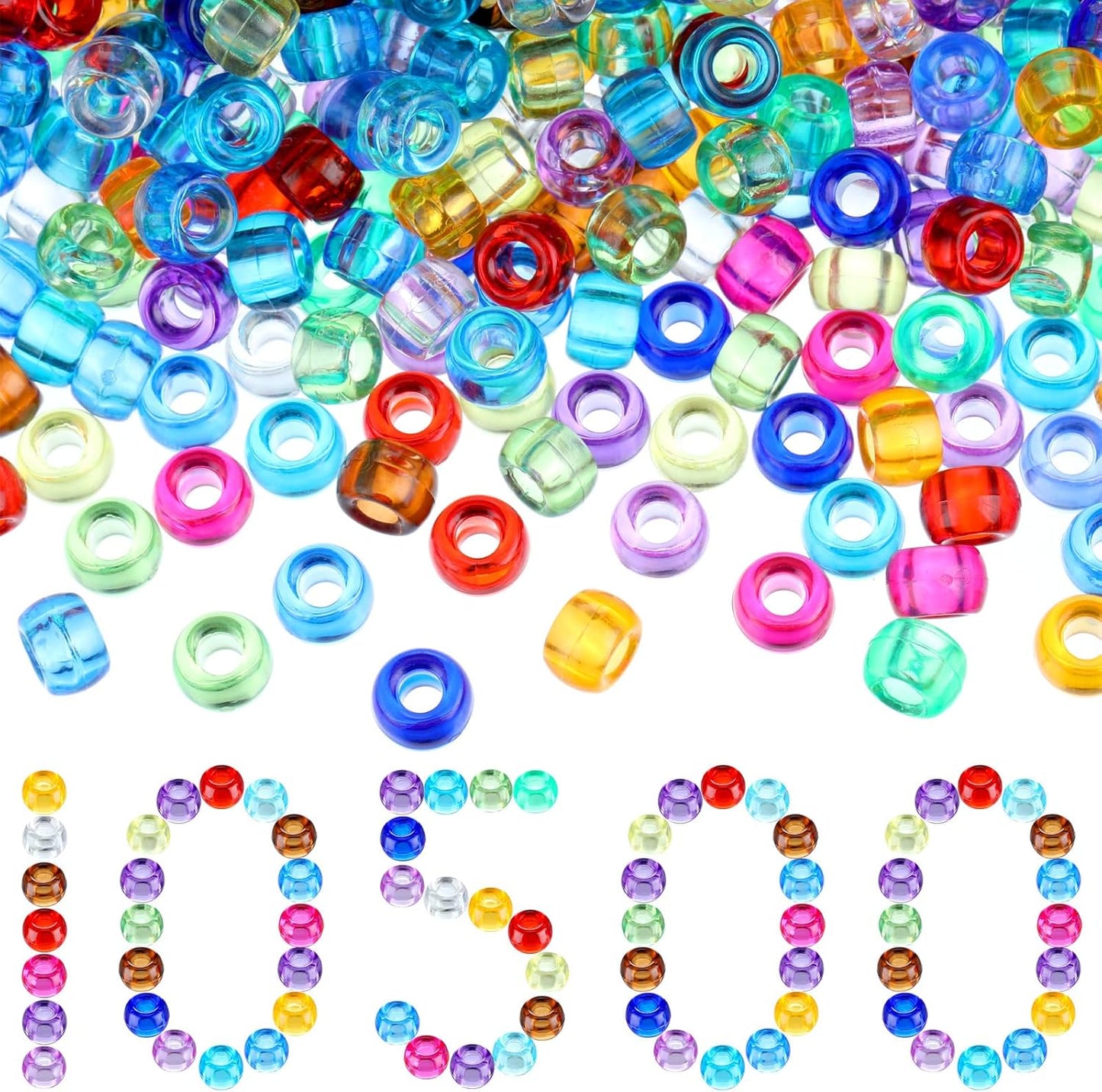 Jexine 10500 Pcs Pony Beads for Jewelry Making and Crafts
