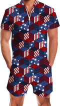 AIDEAONE Mens Casual 3D Printed Short Sleeve Rompers for Comfort