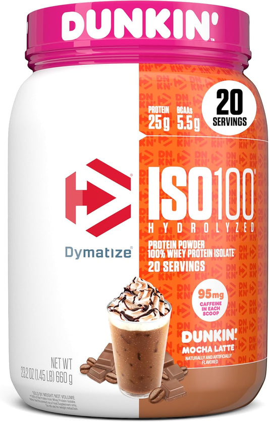 Dymatize Mocha Latte ISO100 Whey Protein Powder with Caffeine
