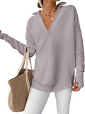 Womens Long Sleeve Quarter Zip Pullover Sweater - Casual (Style N293)