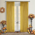 Pinch Pleated Mustard Yellow Linen Curtains 84 in - Light Filtering