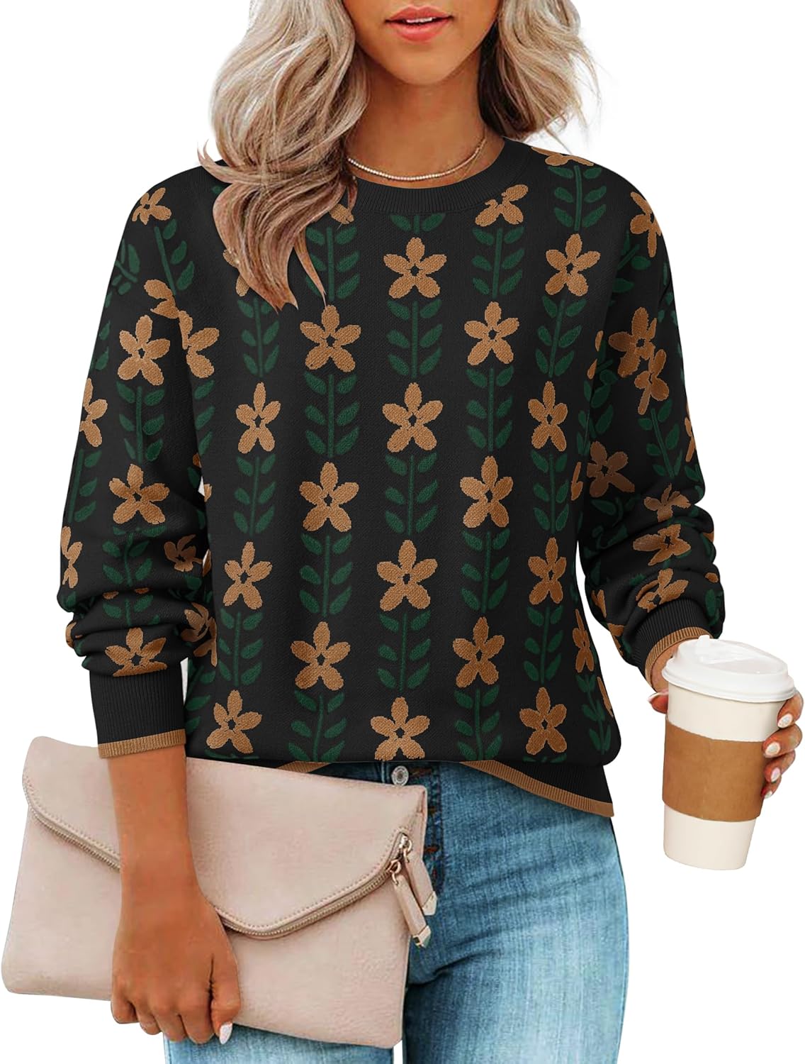 ZESICA Women's Long Sleeve Crewneck Sweater for Fall Style