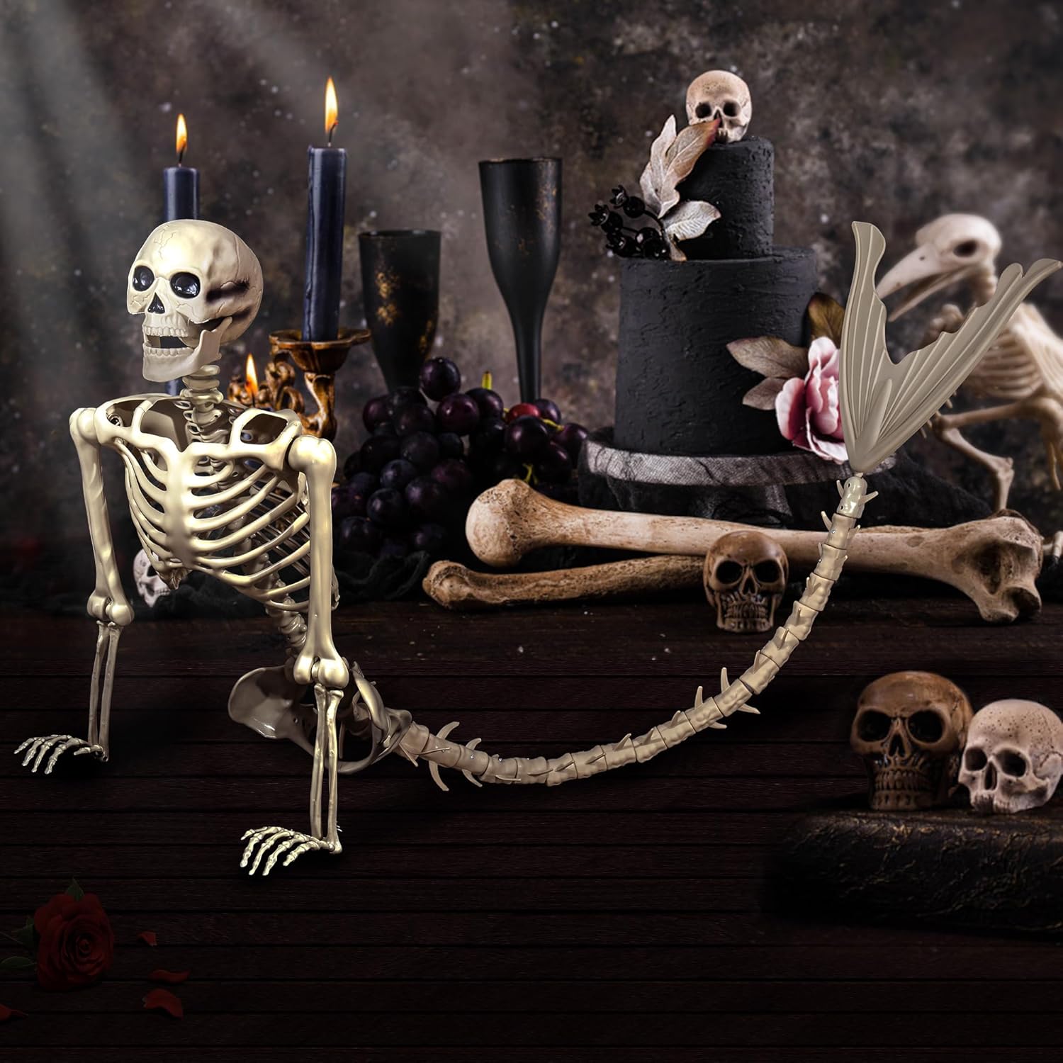 84Inches Mermaid Halloween Life Size Skeleton for Spooky Decor