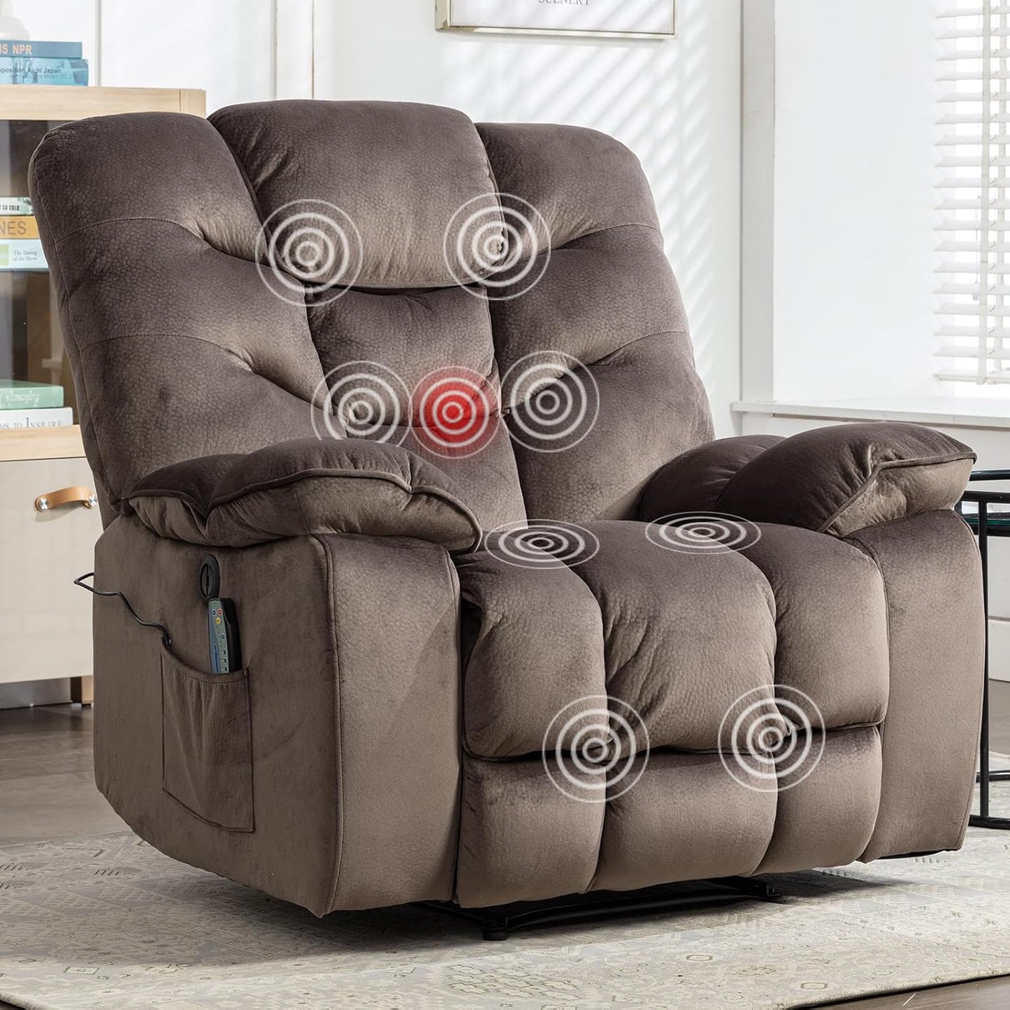 41 Wide Overstuffed Recliner with Massage & Heat