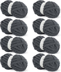 Charcoal Chunky Chenille Yarn for Crocheting - Super Bulky 8 Pack
