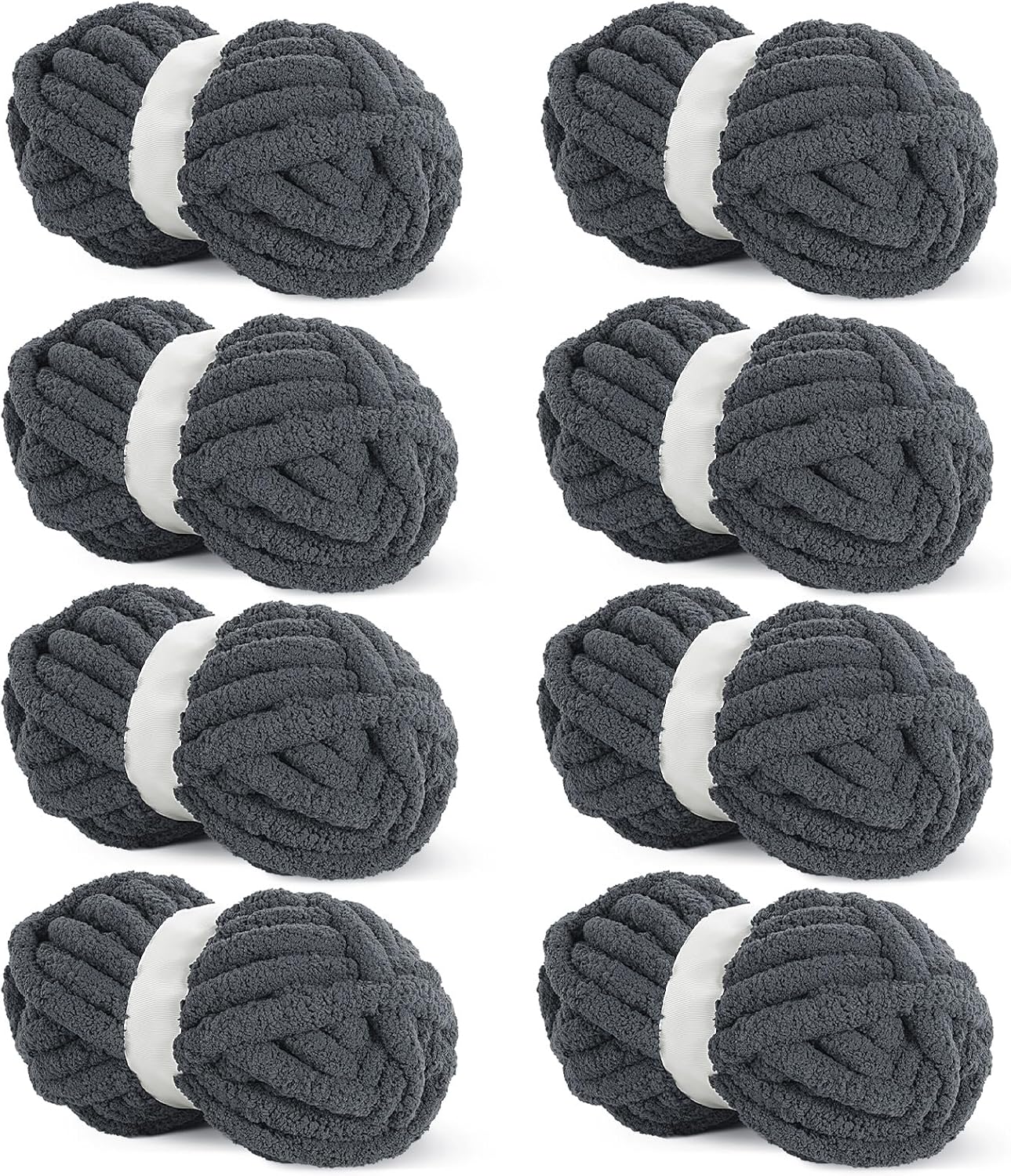 HOMBYS Charcoal Chunky Chenille Yarn for Cozy Knitting Projects