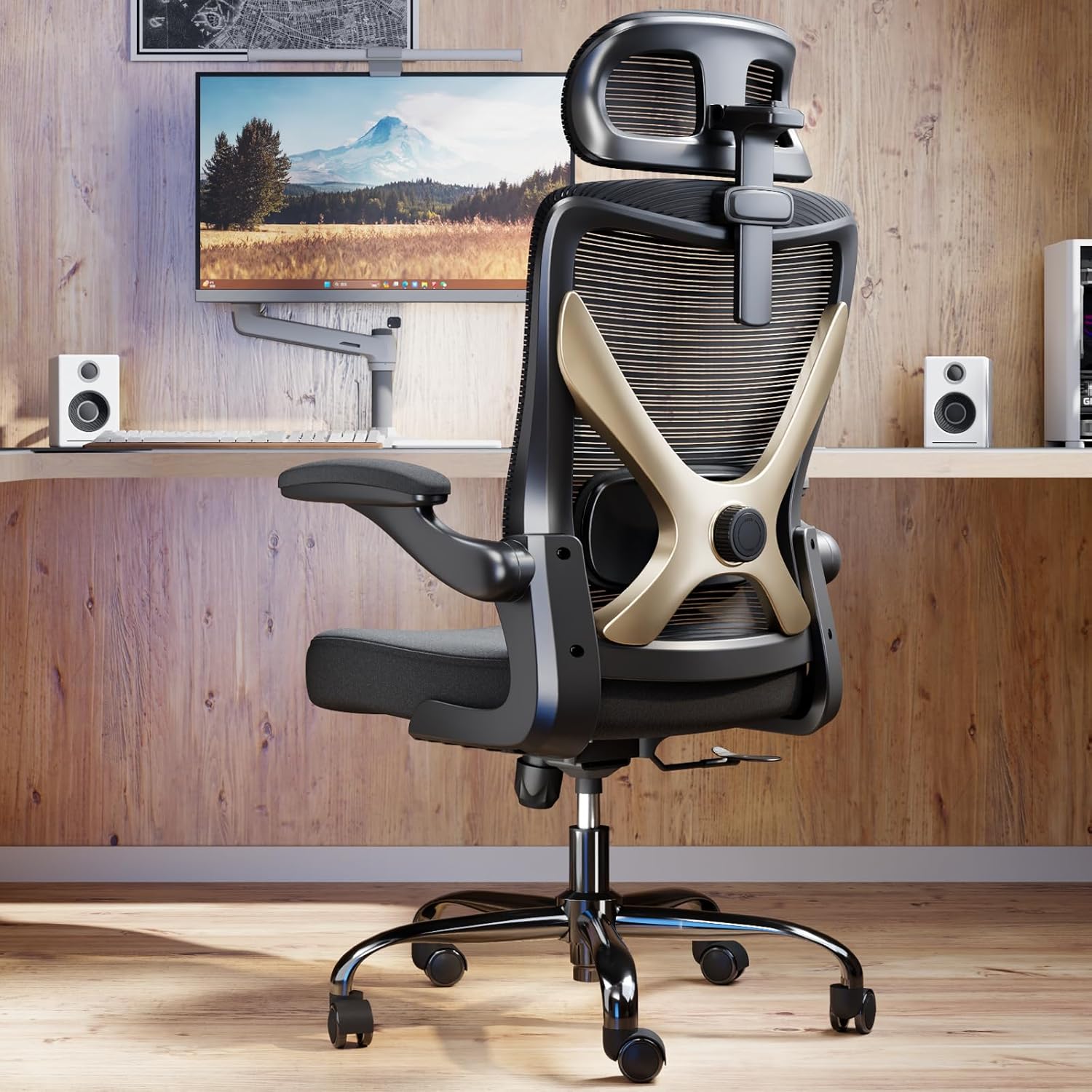 Ergonomic X-Shaped Office Chair - Lumbar Support & Headrest