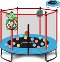 Pink Indoor Trampoline for Kids 2-5 with Safety Net & Hoop