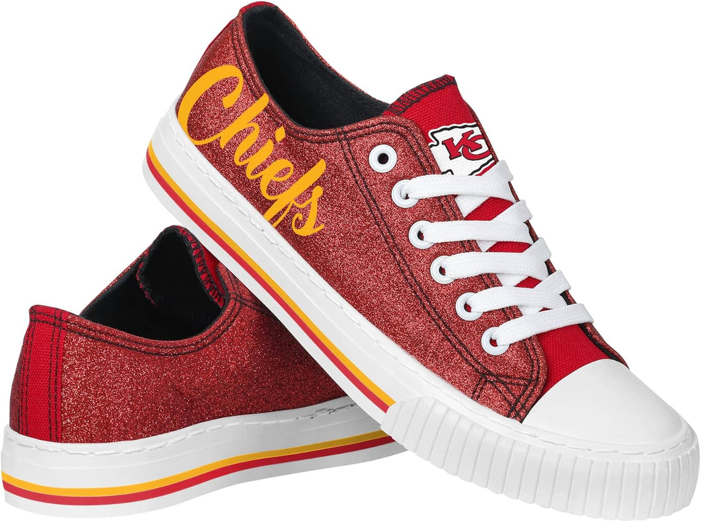 FOCO Women's NFL Team Logo Glitter Low Top Canvas Sneakers