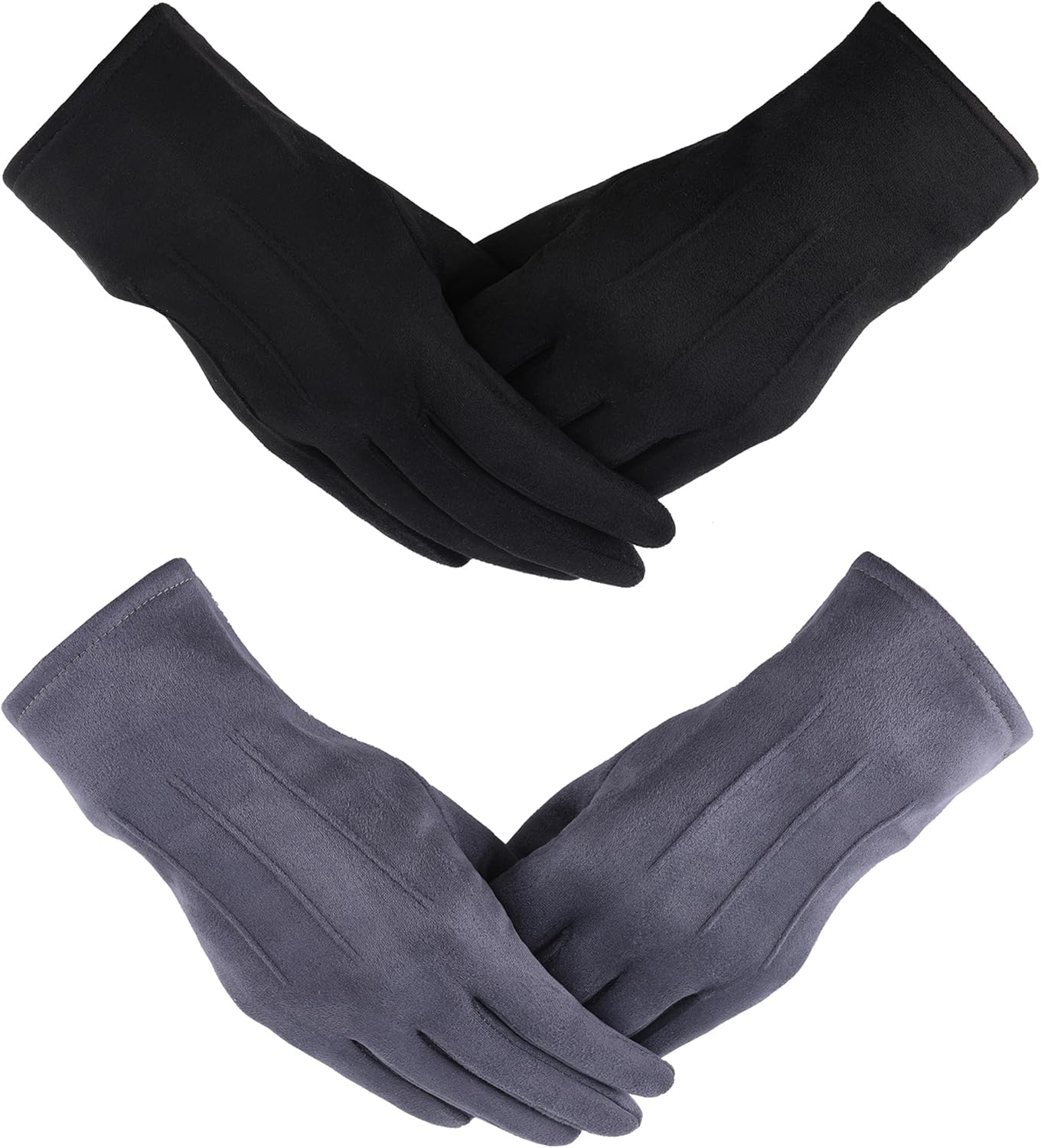 Double-Sided Velvet Lined Winter Gloves Bundle - 2 Pairs