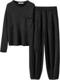 Two Piece Knit Sweater Set - Cozy Fall Lounge Tracksuit
