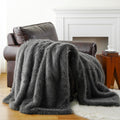 Luxury Fluffy Grey Faux Fur Throw Blanket - Cozy 60x80