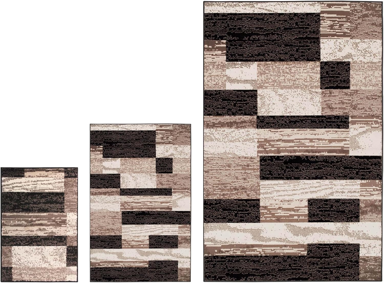 Superior Rockwood 3 Piece Indoor Area Rug Set for Modern Spaces
