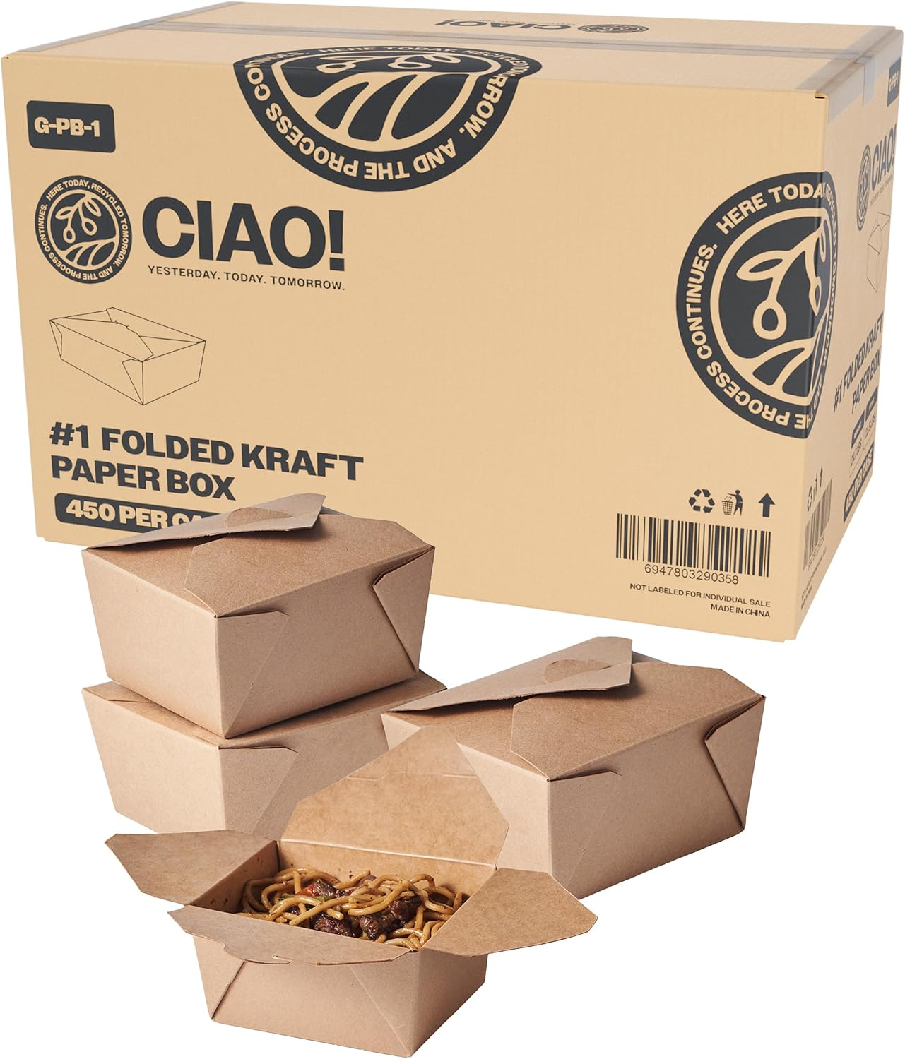 CIAO! Kraft Take Out Microwavable Food Containers for Asian Cuisine