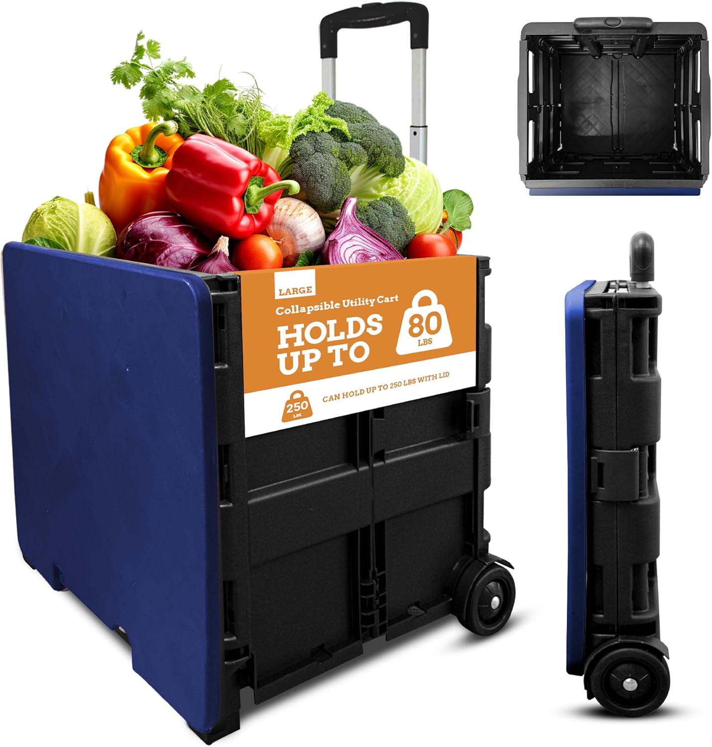 Collapsible Ultra-Slim Pack-N-Roll Utility Cart for All Uses