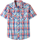 Western Shirts for Men Short Sleeve Plaid Pearl Snap - Casual Workwear