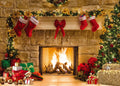 CHAIYA 10x8ft Christmas Photo Backdrop Fireplace - Vibrant Holiday