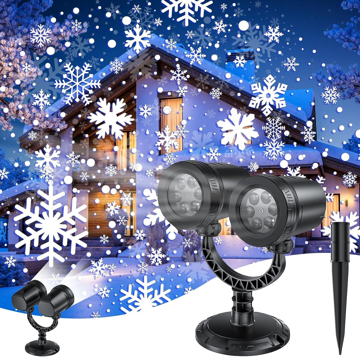 Double Head LED Snowflake Projector - Brightens Your Holidays!
