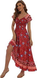 Women's Rayon Summer Floral Maxi Dress - Flowy Boho Beach Style