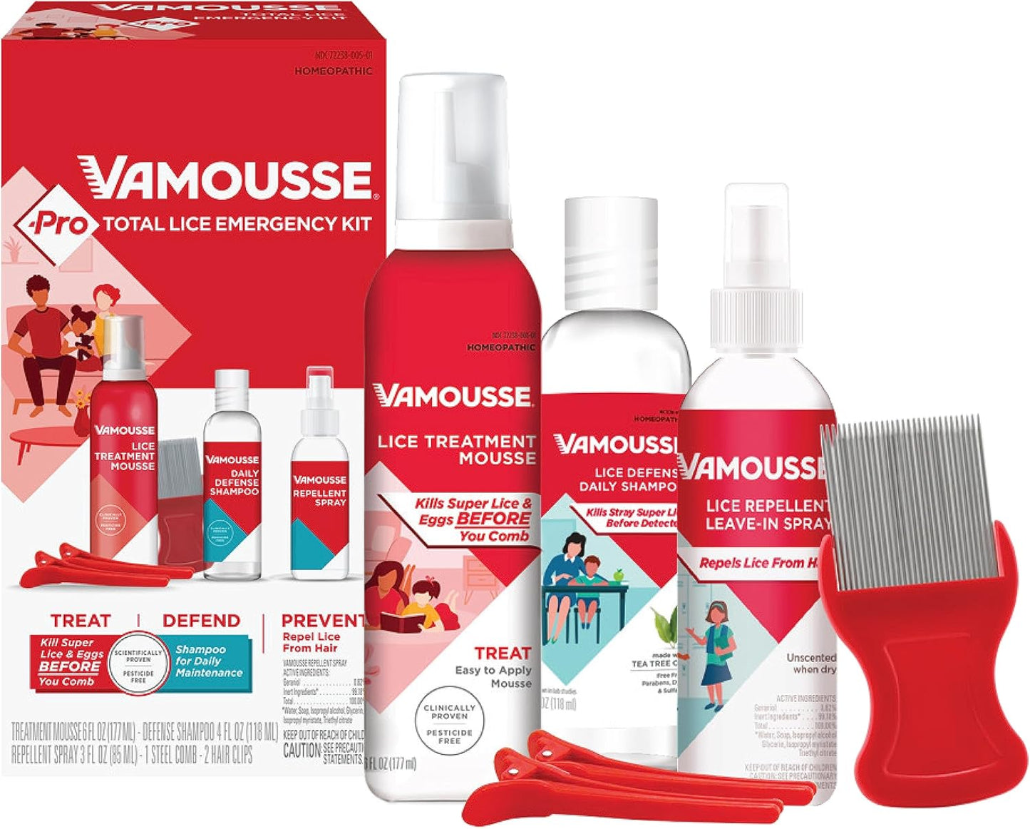 Vamousse PRO Lice Emergency Kit for Effective Lice Treatment