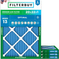 20x22x1 MERV 13 Air Filter 4-Pack - Smoke & Allergy Defense