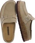 CUSHIONAIRE Women's Genuine Leather Cork Footbed Clog - Soft Support