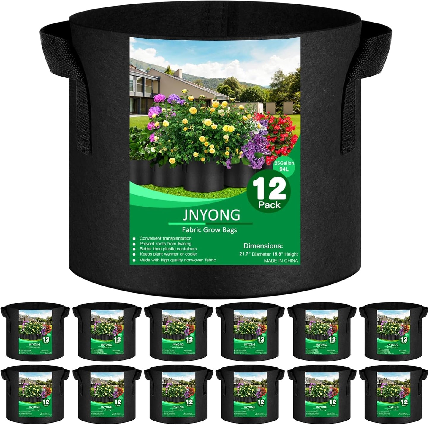 25 Gallon Thickened Non-Woven Grow Bags for Efficient Gardening