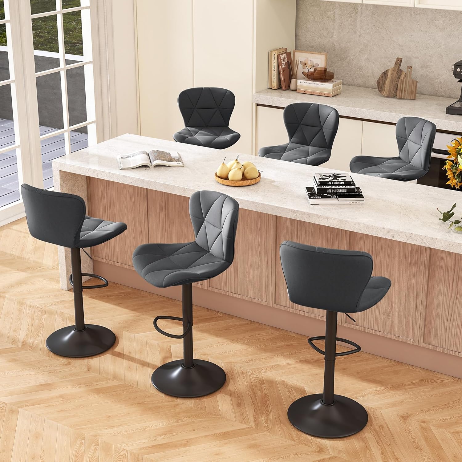 Adjustable Swivel Bar Stools Set of 6 for Kitchen Island