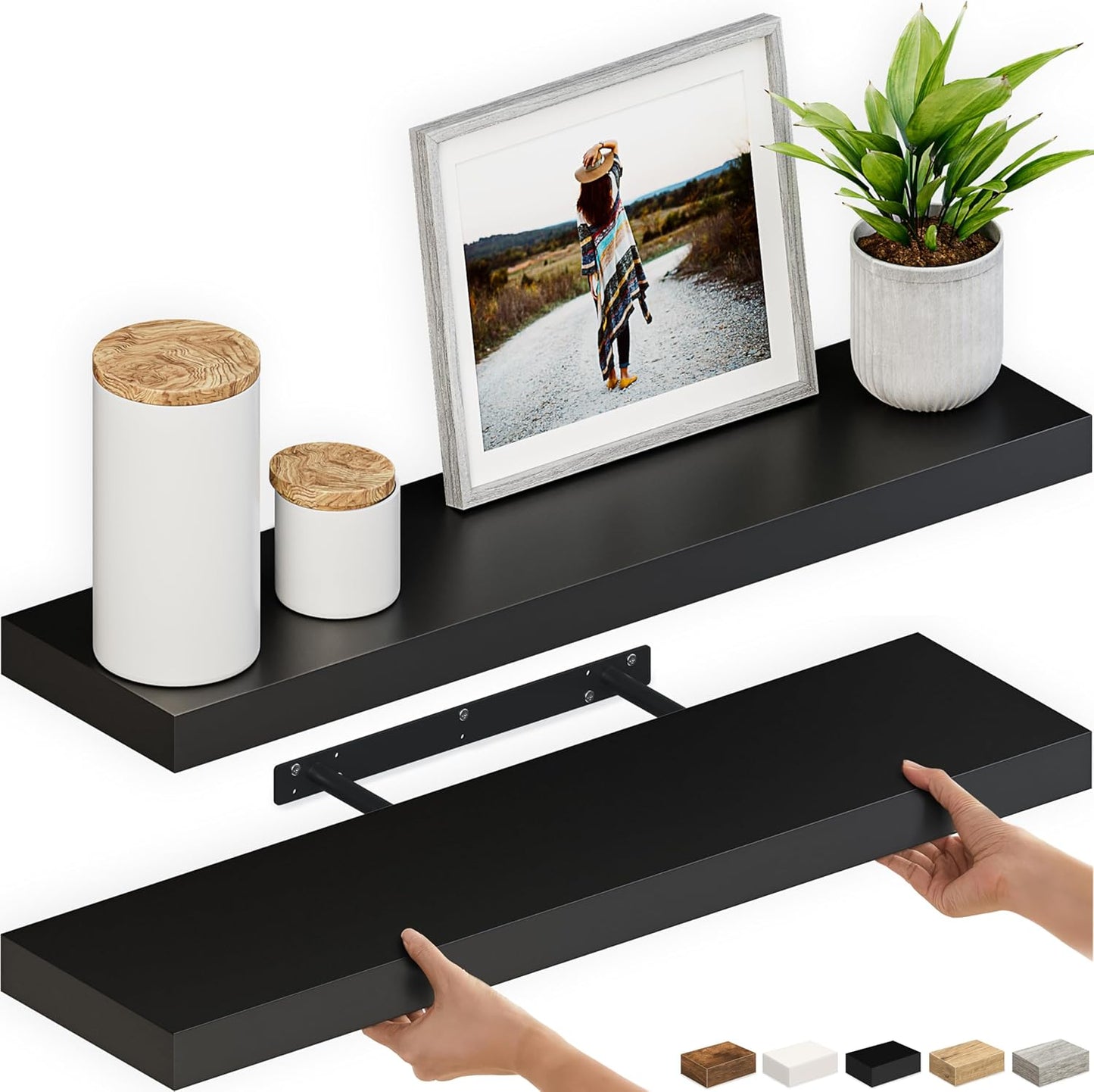 Ballucci Floating Shelves Set of 2, 36in Wood Wall Shelf