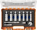 Crosstar 11PCS 3/8ft Drive Magnetic Swivel Spark Plug Socket Set - Pro