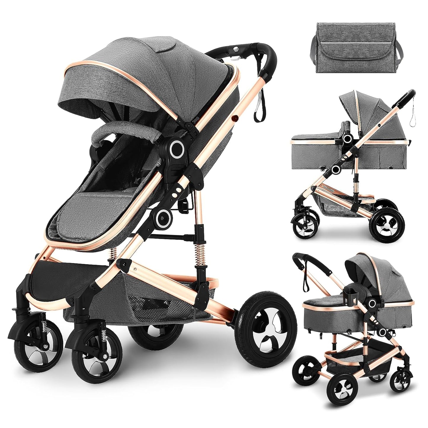 Kinder King 2 in 1 Convertible Baby Stroller for Newborns