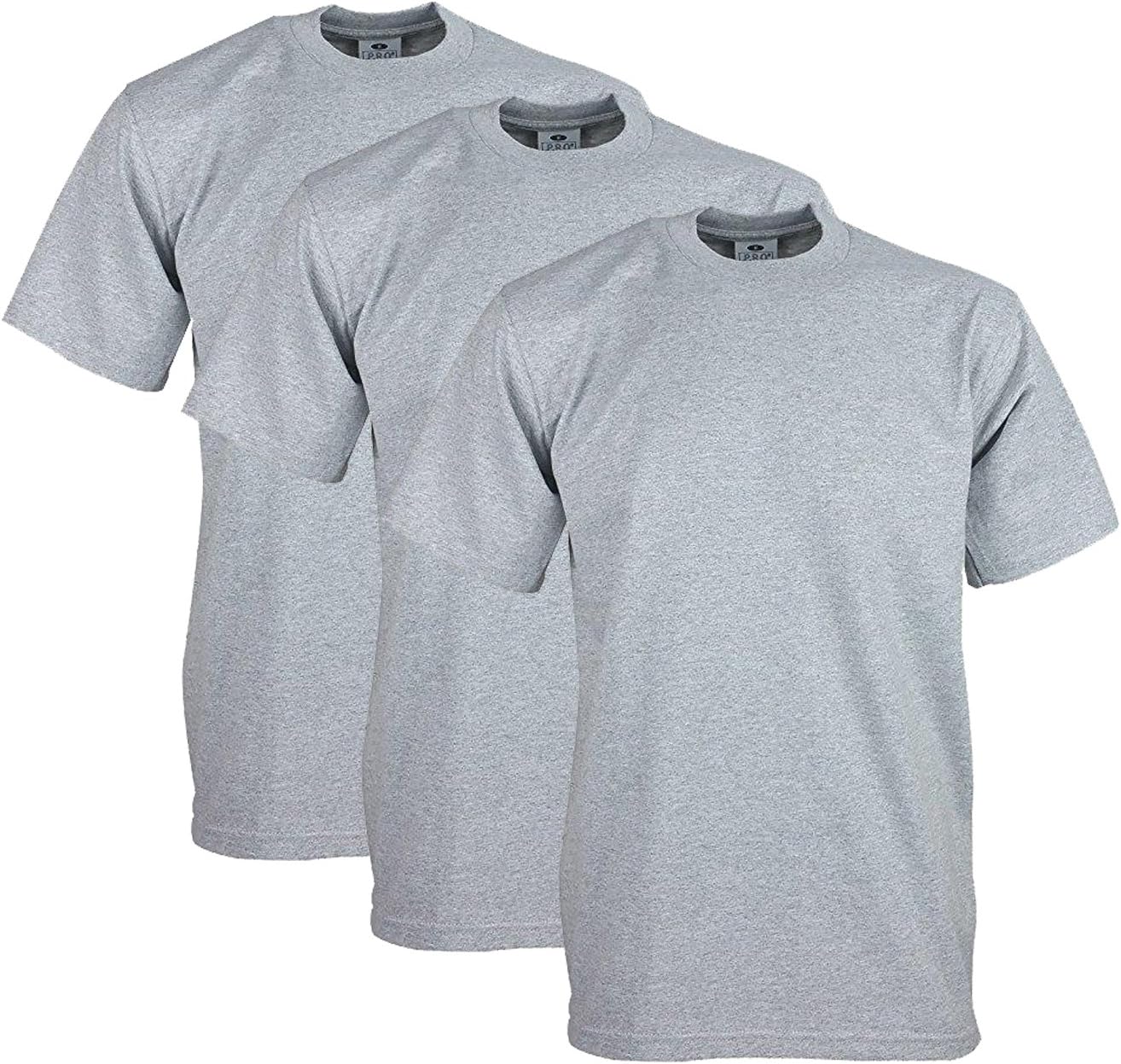 Pro Club Men's Heavyweight Cotton Short Sleeve T-Shirt 3-Pack