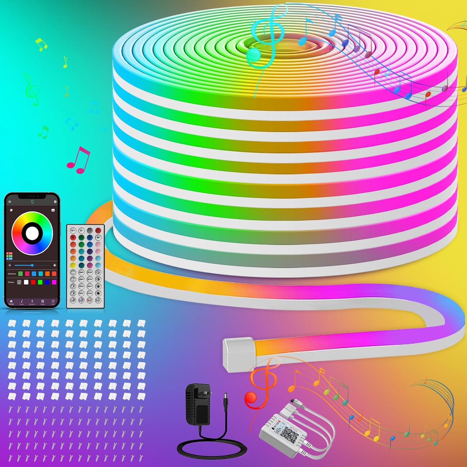 132ft RGB LED Neon Rope Lights by Ledagic for Any Space
