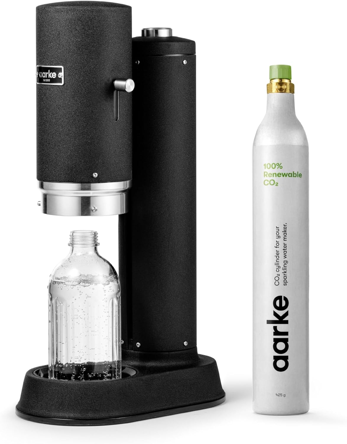 Aarke Carbonator Pro: Sparkling Water Maker, Stainless Steel, Matte Black