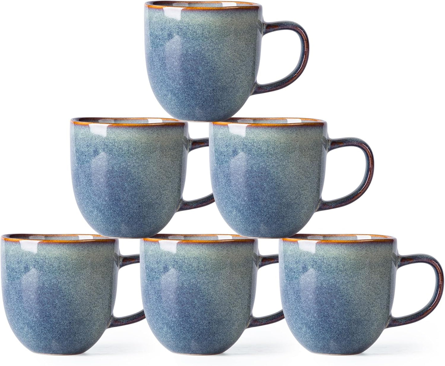 12oz Ceramic Coffee Mugs Set of 6 for Modern Coffee Lovers