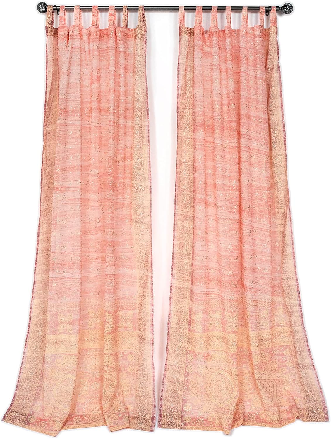 Light-Filtering Sari Colorful Curtains for Boho Home Decor