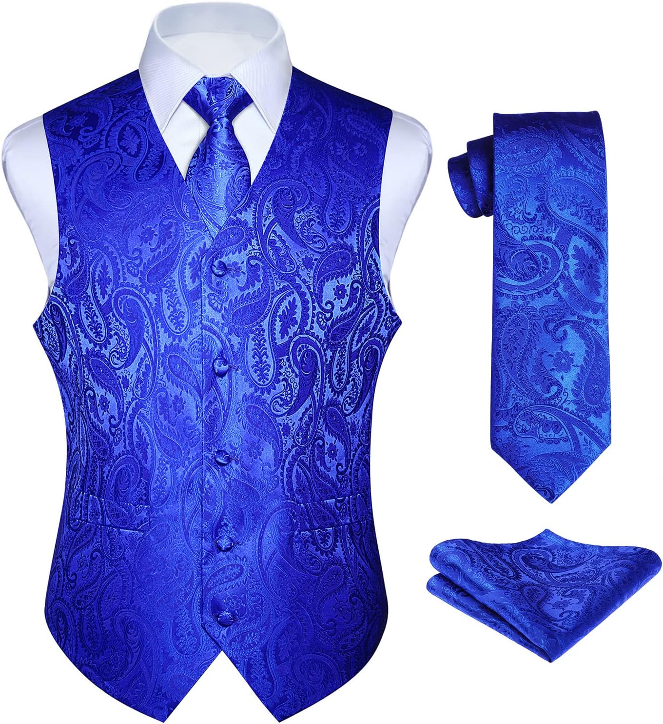 HISDERN Men's Paisley Floral Vest Tie Set for Weddings & Parties