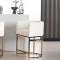 Contemporary Cream Velvet Bar Stool 24in Seat Height - Comfortable