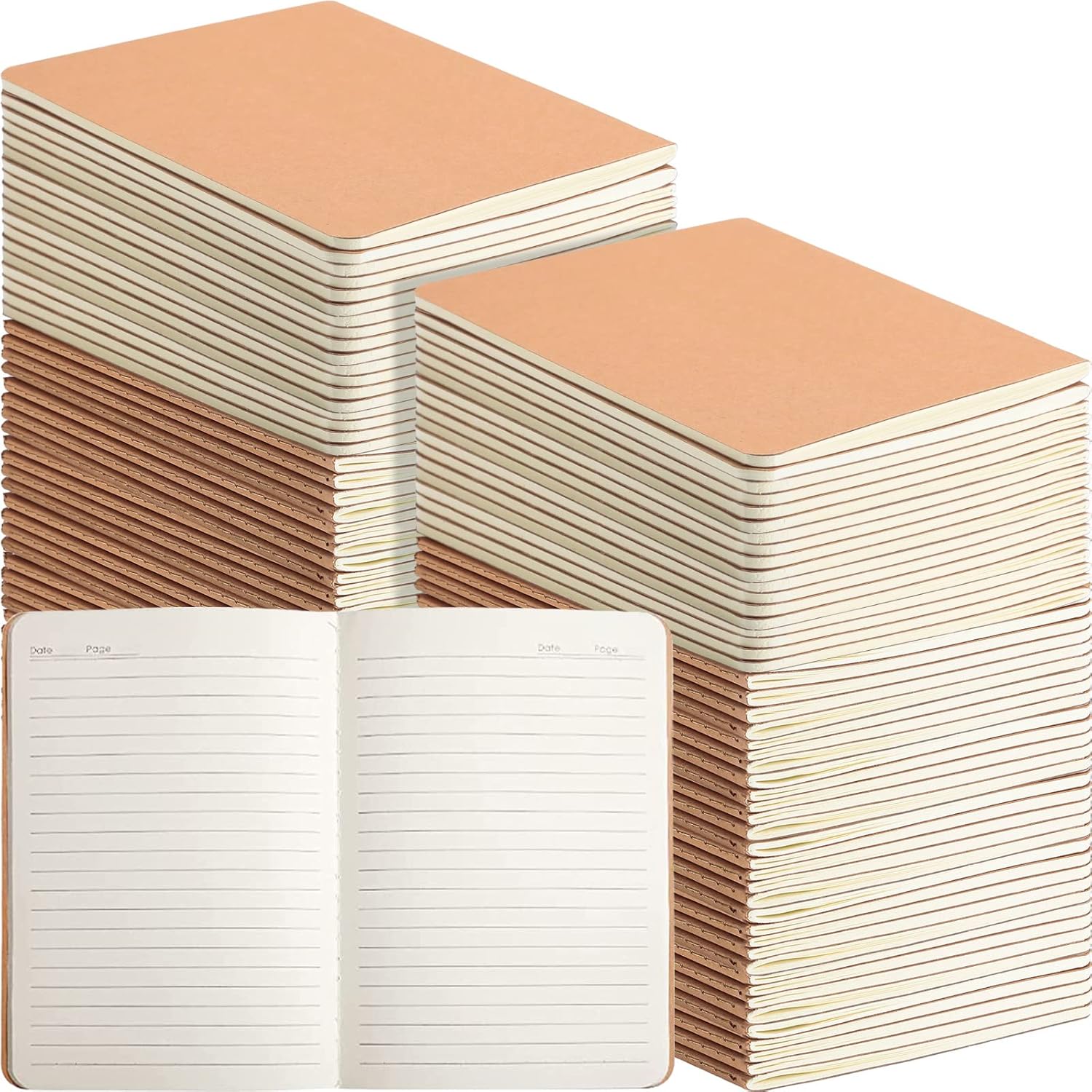 Seajan A5 Kraft Paper Lined Journal - 8.3 x 5.5 Inch Notebook for Travelers & Students